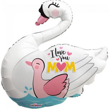 Procos Folieballon I Love You Mom Swan Dames 71 Cm Wit/roze