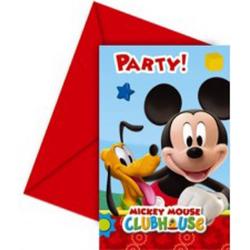 Uitnodigingen Mickey Mouse: 6 stuks