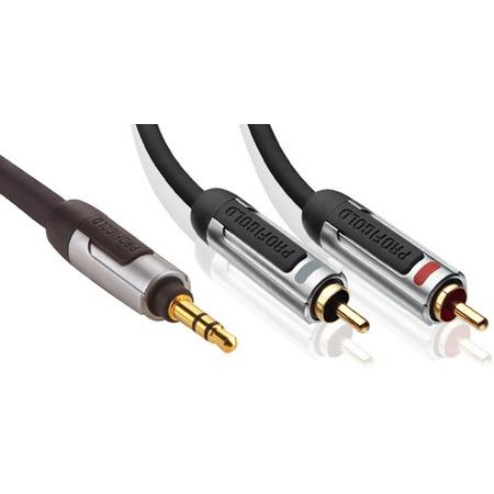 Profigold 3.5mm - 2x RCA, 1 m 1m 3.5mm 2 x RCA Zwart audio kabel