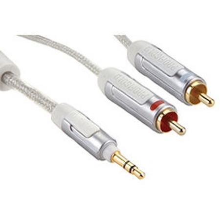 Profigold PROI3401 audio kabel 1 m 3.5mm 2 x RCA Zilver, Transparant, Wit