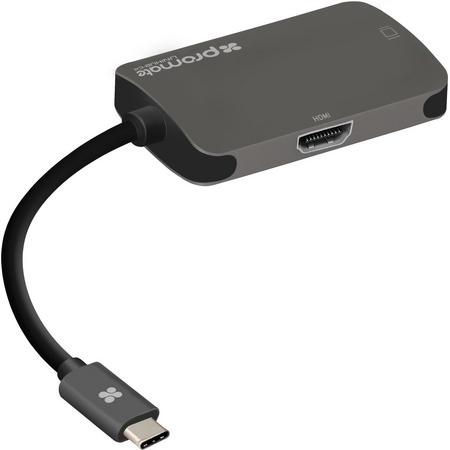 Promate UniHub-C4 Display Adapter USB-C naar VGA / HDMI (Grijs)