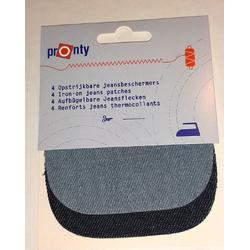 Pronty - 4 opstrijkbare jeansbeschermers - kniestukken / elleboogstukken voor spijkerbroek / spijkerjas - licht en donker - opstrijkbaar