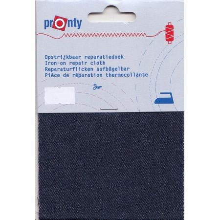 pronty opstrijkbaar reparatiedoek - blauw jeans navy - voor reparatie broeken, jassen en andere kleding - 10x40 cm
