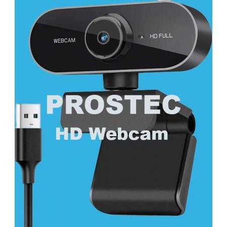 Prostec Full HD Webcam - 1080p - Microfoon - USB - Zwart -Webcam voor PC & Laptop - USB - Eenvoudige installatie - Autofocus - Webcamera - 360° Draaibaar - Vergaderen - Werk & Thuis - School - Windows & Mac