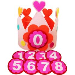 Verjaardagskroon - Feest - Verjaardagshoed - Koningskroon - Geboortekroon - Vilten kroon - Feesthoed - Baby - Meisje - Roze - 0 tot 10 jaar