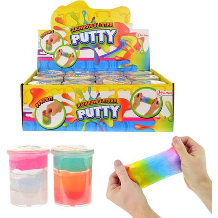 Toi-toys Rainbow Glitter Putty 7 Cm Roze, Paars, Wit