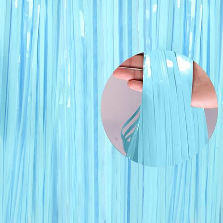 Backdrop Deurgordijn Gordijn Blauw Gender Reveal Versiering Babyshower Deur Folie Gordijn Blauwe Versiering - 100*200 Cm