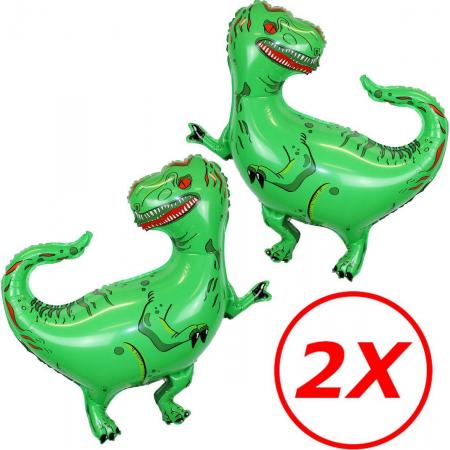 Dino Ballon Verjaardag Versiering Dinosaurus Decoratie Feest Versiering Helium ballonnen - XL 80 Cm Met Rietje – 2 Stuks