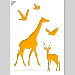 A5 Sjabloon Afrikaanse Dieren – Kunststof Stencil - Giraffe is 7,3cm breed