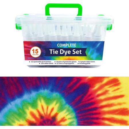 QBIX Tie Dye Set van 15 kleuren - Compleet met elastiek en knijpflesjes
