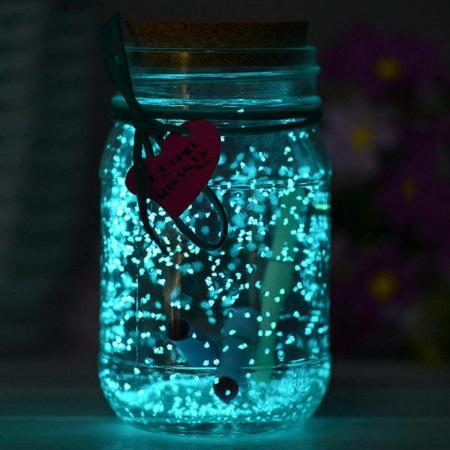 QBIX aqua lichtblauw glow in the dark korrels - Fluoriserend poeder - Lichtgevend zand - Geschikt voor diverse doeleinden, zoals DIY, hobby, knutselen, kinderkamer, wenspot, etc…