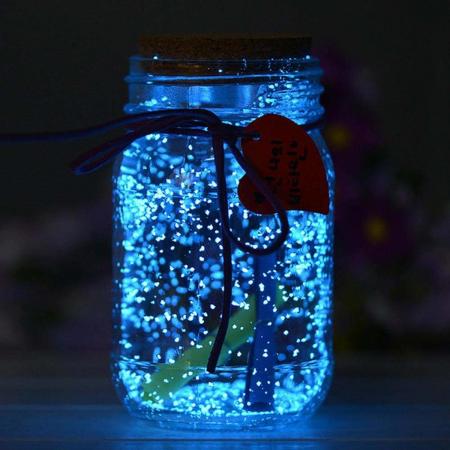QBIX blauwe glow in the dark korrels - Fluoriserend poeder - Lichtgevend zand - Geschikt voor diverse doeleinden, zoals DIY, hobby, knutselen, kinderkamer, wenspot, etc…