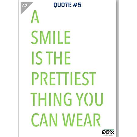 Sjabloon A Smile Is Quote Kunststof Stencil A3 42 x 29,7 cm
