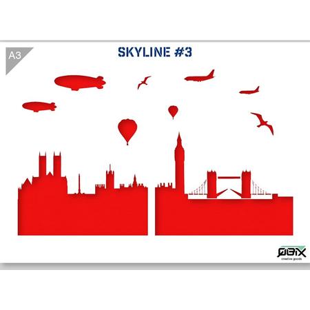 Sjabloon London Skyline Kunststof Stencil A3 42 x 29,7 cm