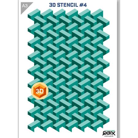 Stenen 3D patroon sjabloon Kunststof A3 42 x 29,7 cm - Sjabloon bestaat uit 3 lagen