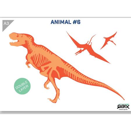 T-Rex Dinosaurus Sjabloon - Kunststof Stencil - A3 42 x 29,7 cm - 2 lagen - Dino is 23cm hoog
