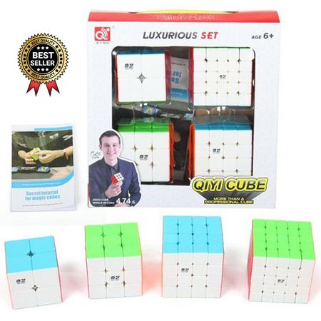 Speed Cube Set - 2x2, 3x3, 4x4, 5x5 - Stickerloos - Breinbreker - Rubik - Met Handleiding - Set 4 in 1 - SpeedCube