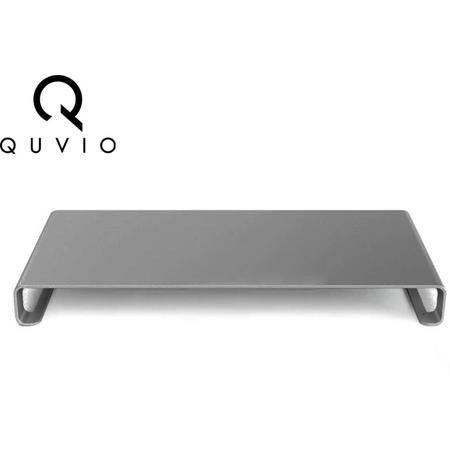 QUVIO Laptop verhoger aluminium Space Grey / Laptopstandaard / Mogelijkheid voor opbergen toetsenbord en muis - Grijs