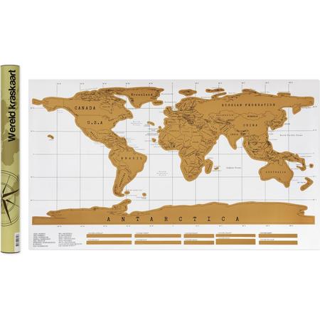 QUVIO Scratch Map Kras Wereldkaart - Wit - 88 x 52 cm