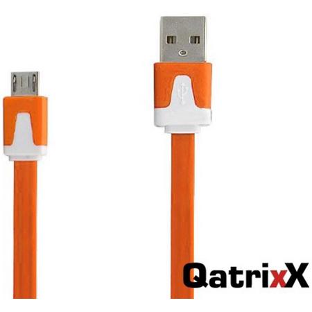Platte Datakabel Micro USB 2 meter Oranje voor Acer Liquid Z3