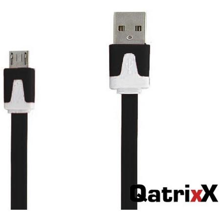 Platte Datakabel Micro USB 2 meter Zwart voor Sony Xperia E4