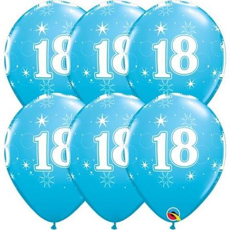 Ballonnen 18 jaar Blauw Qualatex 6 stuks