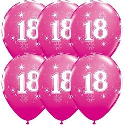 Ballonnen 18 jaar Fuchsia   6 stuks