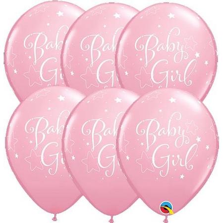 Ballonnen Baby Shower Baby Girl Neon Pink - 6 stuks