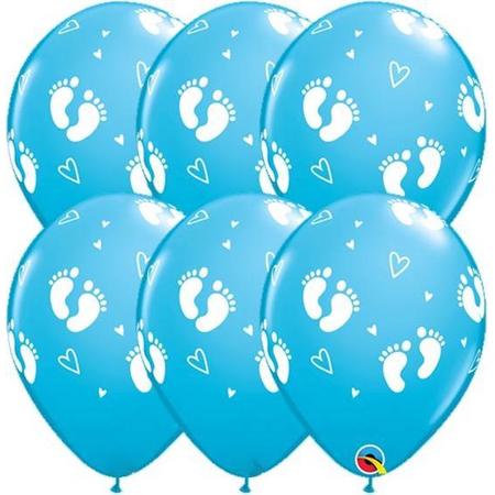 Ballonnen Baby Shower Baby Voetjes Blauw - 6 stuks