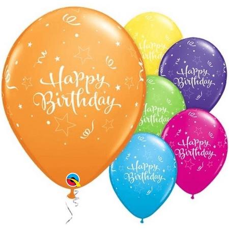 Ballonnen Happy Birthday Sterren en Confetti