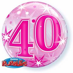 Folie helium ballon 40 jaar roze 55 cm
