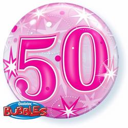 Folie helium ballon 50 jaar roze 55 cm