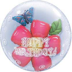 Happy Birthday Flowers Bubbles Ballon 61cm