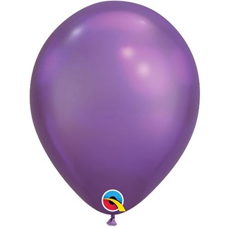 Qualatex Chrome Paars Rond Ballon 28cm, 100 stuks