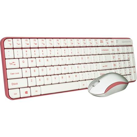 Qware - Office - draadloos - toetsenbord - muis - combo - Waterford - roze - Qwerty