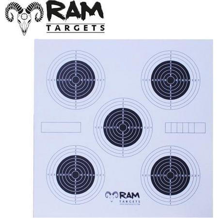 RAM Targets - Schietkaarten -  5 Targets Afgebeeld - 100 Stuks Per Pak