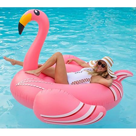 XXL Roze Opblaasbare Flamingo zwemband / luchtbed - 190 CM
