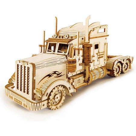 3D puzzel Express houten puzzel modelbouw - vrachtwagen houten bouwpakket - kerstverjaardagscadeau voor jongeren en volwassenen (Heavy Truk)