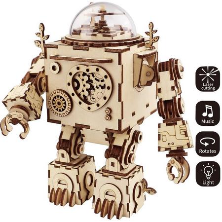 ROBOTIME ROKR Steampunk Muziek Box Orpheus Houten Puzzel Modelbouw