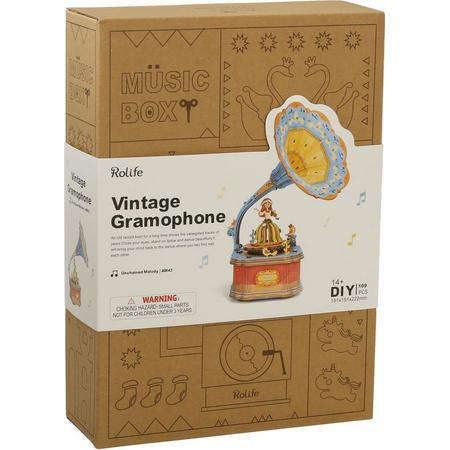 Vintage Gramophone muziekdoos bouwpakket