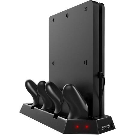 Charging stand voor de PS4 Slim Line - Oplaadstation met dual ventilator voor je Playstation 4 Slime Line