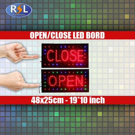 Resal Homeware RGB/LED Open/Close Bord Met Open Close Schakelaar 48x25cm - Zwart 8297