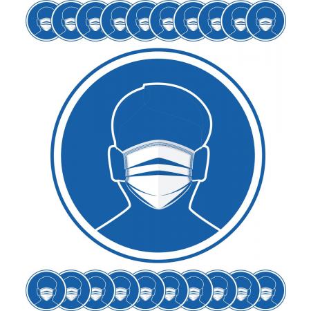 RX Goods® 20 Stuks Mondkapje Verplicht Stickers Corona & Coronavirus – Waarschuwingssticker – Bescherming – Covid-19 – 1. 50 M uit elkaar