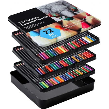 RX Goods® Professioneel 72-Delige Kleurpotloden Tekenset – Tekenpotloden & Schetspotloden Set – Teken Spullen – Kleur Potloden – Voor Volwassen & Kinderen