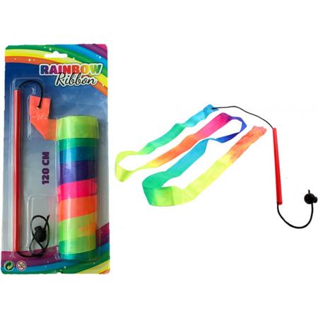 Rainbow Ribbon 120 Cm - Regenboog - Dansen - Kinderen - 120cm - Multikleuren - Regenboog - Rainbow.