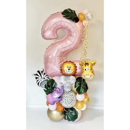 Jungle Ballonnen Pakket - Jungle / Safari / Dieren Feestpakket - Verjaardag Versiering - Leeftijdballon 2 Jaar - Kinderfeestje - Feestversiering - Heliumballon / Folieballon - Versiering Zoon / Dochter / Kind - 38 stuks Ballonnen