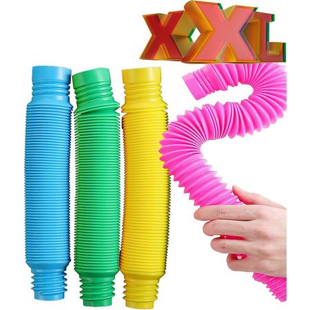 Fidget Tubes - MEGA GROOT - XXXL - 5 stuks - Fidget Toys - Fidget Toys Pakket - Regenboog - Pop it - Anti Stress - Rainbow - Pop tubes - Wacky tubes