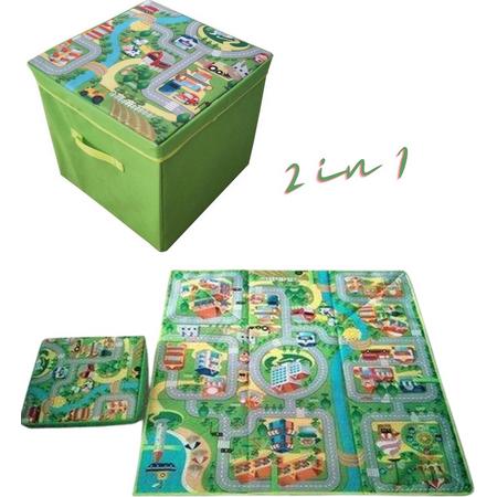 Speelmat - Opbergbox - Speelkleed - Speeltapijt - Verkeerskleed - 2 in 1