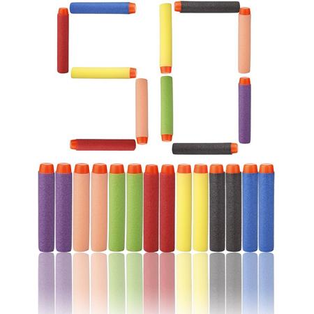 Nerf Pijltjes Gekleurd 50 Stuks Mix Colours - NERF - 50 Pijltjes - Darts - Schieten - Foam Bullets - Schuim Kogels - Populaire Schietspel Nerf - Ammo - Nerf Pijlen - Kado Kind - Cadeau voor Jongen & Meisje