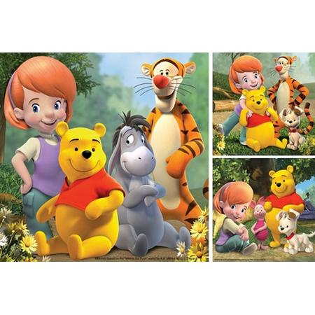 3 Puzzels van 49 stukjes Pooh in het Bos